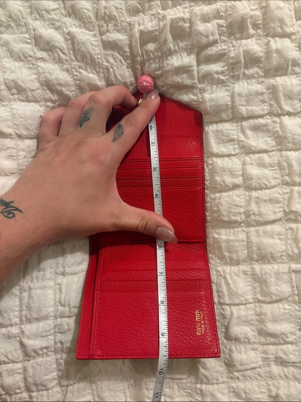 Miu Miu Pink Leather Envelope Wallet with Red Heart - Picture 8 of 15